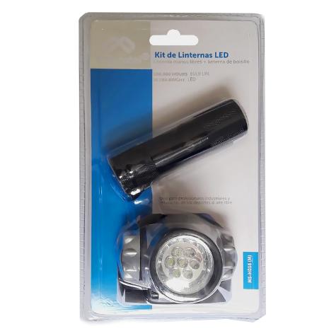 LINTERNA 9 LED PEQUEÑA + LINTERNA CABEZA 7 LED 