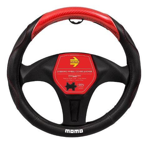 CUBRE VOLANTE DE CUERO MOMO BLACK/RED