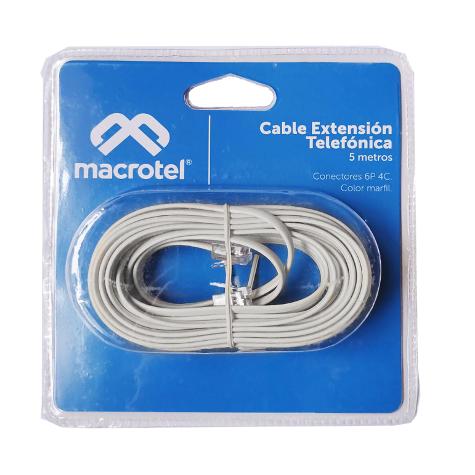 CABLE TELEFONO PLANO COLOR MARFIL5.0 METROS 