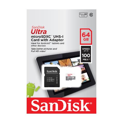 SANDISK TARJETA ULTRA MICRO SDHC CON ADAPTADOR - 64GB