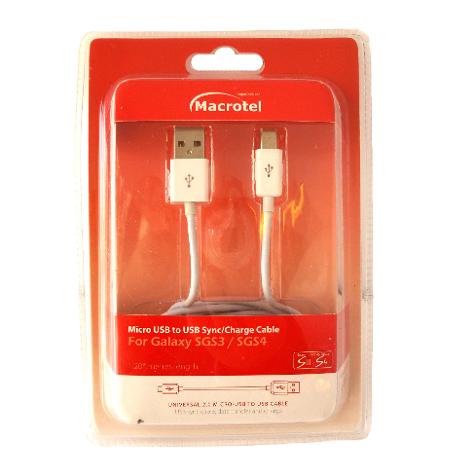 CABLE MICRO USB CARGADOR PARA SAMSUNG GS3 / GS4 Y OTROS DISPOSITIVOS MOVILES